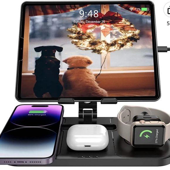 Wireless Charger 4 in 1 for Apple Charging Station for iPhone 15 Pro Max/14/13